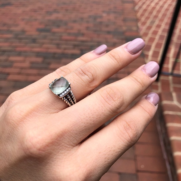 David Yurman Ring w Prasiolite and Diamonds - Picture 2 of 5
